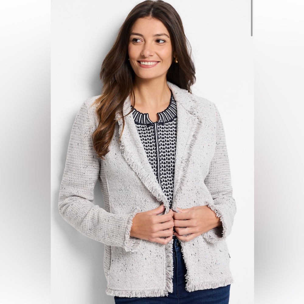 Nic+Zoe COLLARED FRINGE MIX KNIT JACKET blazer woman’s xxl nwt
